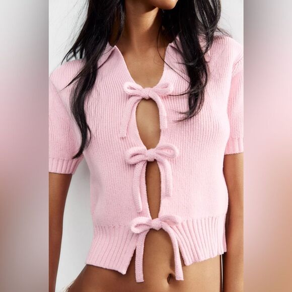 ZARA KNIT TOP WITH BOWS - Picture 5 of 12